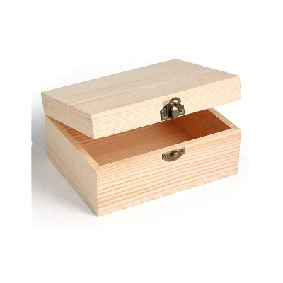 Custom Wooden Boxes for Crafts,Treasure Chest With Lid and Clasp