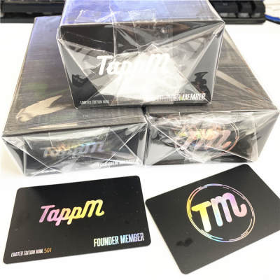Smart Digital UID URL Encoded Holographic Customized LOGO Nfc Black Card With Laser Serial Numbering for Events