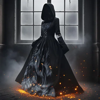 2026 Explosions Halloween Witch Hooded Skull Mage Cosplay Stage Performance Skirt Polyester Women's