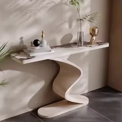 Modern Simple Antique Design Rock Slab Porch Table European Style Metal End Table for Home or Bathroom Corridor Wall-Mounted