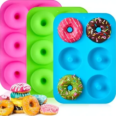CLUEWR Donut Pan for Baking 3 Pack Non-Stick Silicone Doughnut Pans 3 Inch Bagel Pans Oven Dishwasher Microwave & Freezer Safe