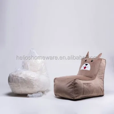 Fashion Design custom cute kids velvet dogs polyester bean bag chair cover EPS/FOAM