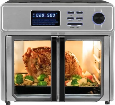 Dual 30L Electric French Door Stainless Steel Air Fryer Oven Multi-Function Digital Control with Convection