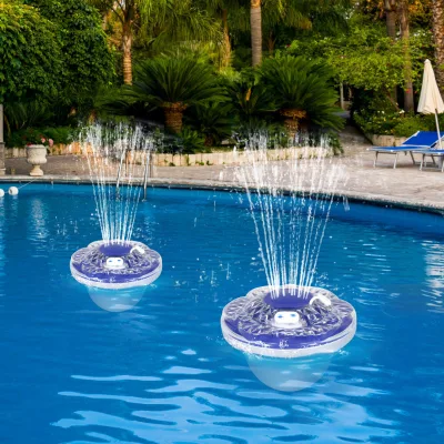 2023 Best Seller Solar Floating Fountain Light IP68 Waterproof LED Plastic 90 80 18w RGB Led Water Fountain Light with Nozzle