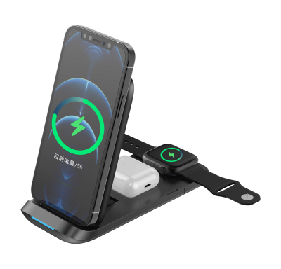 Top Selling Portable Electric 15W Mobile Phone Charger Fast Charging Station 3 in 1 Foldable Wireless Charger for Certified