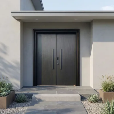 CNC Cut Aluminum Alloy Exterior Entry Door with Fire Prevention Precision Engineered Contemporary Design