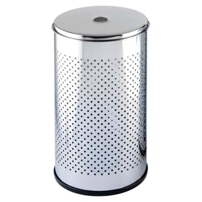 Laundry Bin-Medium Round Shaped Handles Chrome 31x54cm Taiwan Made Chromed