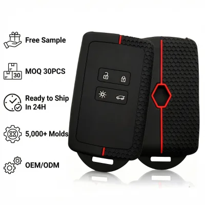Modern Industrial Key Holster for Renault 4-Button Card Remote Fob Envelope Honeycomb Texture Silicone Key Sock