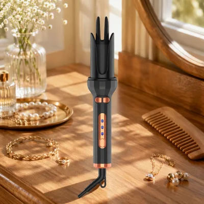 LCD Display Ceramic Rechargeable Auto Hair Curler Fast Heating PTC Heater Styling Iron 3-Adjustable Heat Settings
