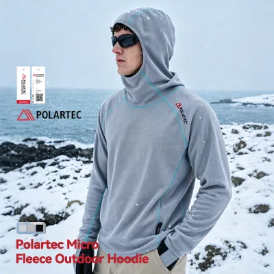 QUICKSHOW Polartec Micro Fleece Outdoor Thermal Hoodie Lightweight 170gsm Breathable Quick Dry Lifestyle Hiking Activewear Men