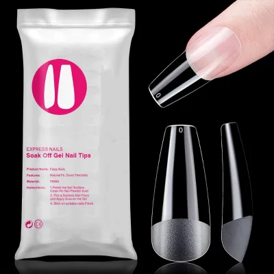 120pcs Finger False Softgel Tips Acrylic Semi-frosted Quick Building Mold Sculpted Full Cover Gel X Nail Tips Design Coffin Nail