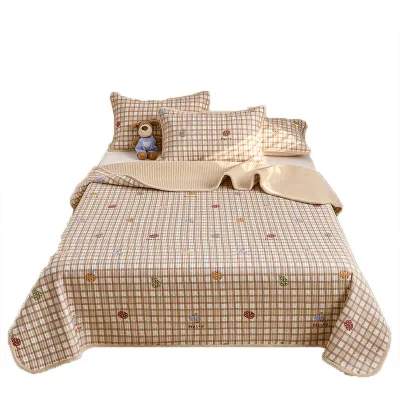 Milk Velvet Reversible Cartoon Pattern Single Bedspread with Cotton Fleece Sides Tatami-Style Four-Season Universal