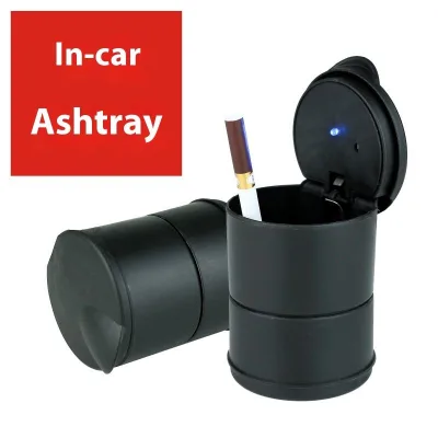 Manufacturer Wholesale 4S Luxury Car Ashtray with Light Sliding Cover Portable Design Plastic Material- Brand