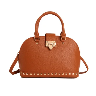 Women's Commuter Tote Bag Niche Vintage Shell Design Light Luxury PU Leather Shoulder Crossbody Hand Bag