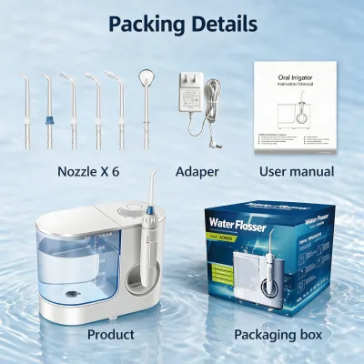Adult Water Flosser OEM Free 10 Modes ABS+PC+POM AOW04PRO Electric 1000ml CN;GUA <70dB 6pcs 24W Portable App-Controlled