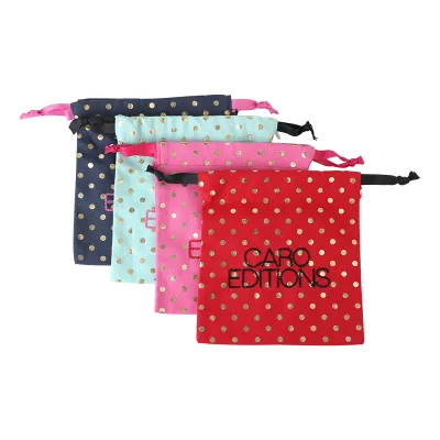 Customize Mini Multi Color Embroidered Logo Eco Friendly Cotton Canvas Drawstring Cloth Pouches Jewelry Gift Packaging Dust Bags