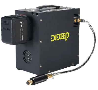 DIDEEP 300W Auto-Shutoff Eco-Friendly Aluminum Air Compressor Battery-Powered Copper/Aluminum 30MPa Diving Equipment