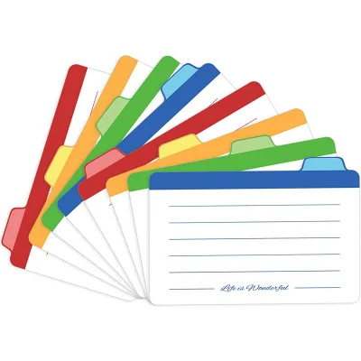 Colored File and Recipe Guides Blank Index Cards Guide 1/4 Cut Tabbed Note Cards Index Cards Guide Dividers