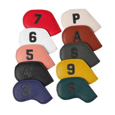 Factory Price High Quality Durable PU Leather/Fiber Golf Iron Club Headcovers with Hook-and-Loop Closure and Custom Logo