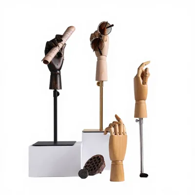 Solid Wood Lower-Body Mannequin Props for Women Standing Pose-Glove Jewelry Ring Display Stands Artificial Hand Mannequins