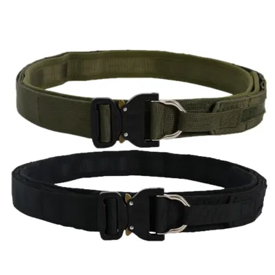 125cm Tactical MOLLE Belt, Quick-Release Double Layer Duty System Outdoor Use Reinforced Webbing Design