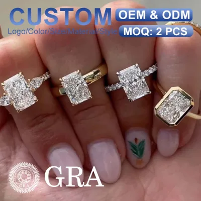 Wholesale Engagement Femme En or Bijoux Homme Radiant Moissanite Diamond 925 Silver Rings Jewelry Manufacturer Custom Jewelry