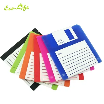 Heat Resistant Set of 6 Silicone Floppy Disk coaster Silicone bar Drink coaster