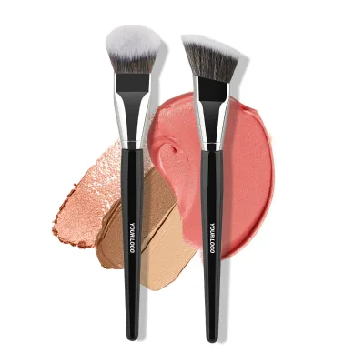 Single Concealer Makeup Brushes Private Label Synthetic Hair Contour Brush Angled Square Liquid Foundation Brush