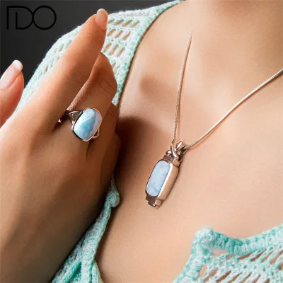New elegant larimar large silver charms exotic larimar jewelry silver square charms silver