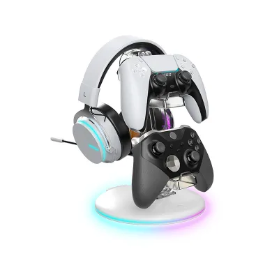 AL-P5286 Storage Stand for Switch/PS5/Xboxes Game Controller Mount with RGB Universal Headset Holder