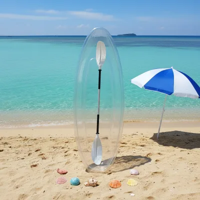 Hot Selling  Canoe Kayak PC See Through Bottom  Fishing Boat for Sale with 1 Paddle