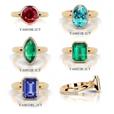 Abiding Everyday Versatile Minimalist Bezel Setting Lab-Grown Colored Gemstone Pigeon Blood Ruby Sapphire Emerald Paraiba Ring