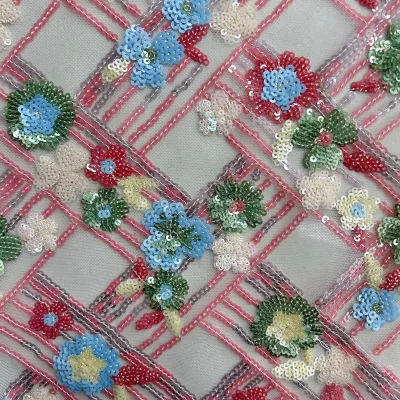 New Sequin Flower Shapes Nonwoven 100% Polyester Mesh Fabric Breathable Embroidery Wedding Dress Embellishments Multiple Girls