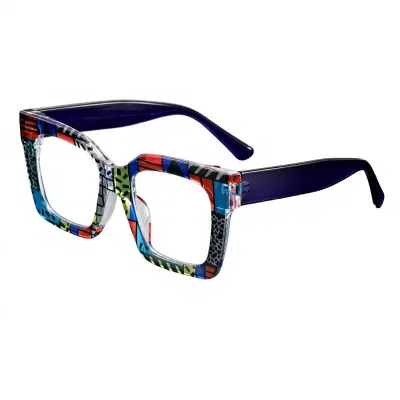 Cross-border New Arrival Colorful Pattern Large-frame Full-frame Blue-light-blocking Plain Glasses European American Frames