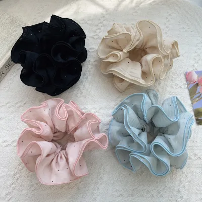 New Korean Polka Dot Double-layer Scrunchie Sweet Korean-style Hair Tie and Daily Hair Accessory