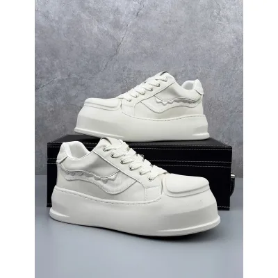 High-end Men's Skate Shoes Thick Sole Breathable Summer Casual White Added Height