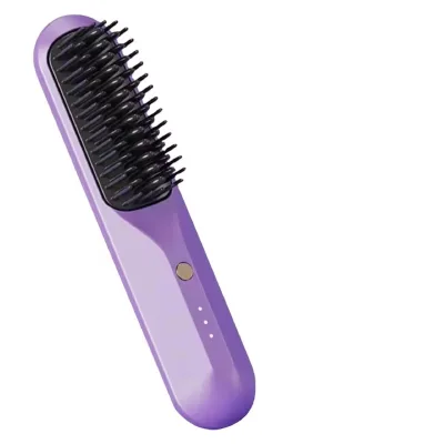 2024 New Portable USB Rechargeable Fast Heating Hot Comb Hair Straightener Mini Cordless Hair Straightener Brush