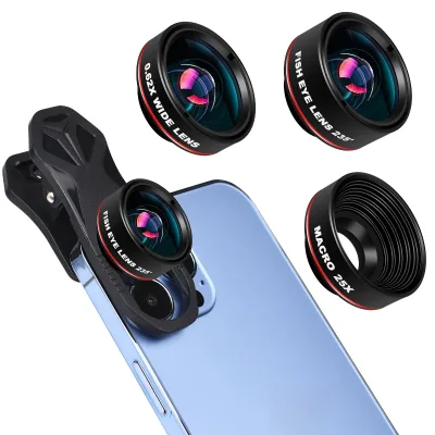Multifunction Phone Camera Lens 120° Wide Angle,198° Fisheye,20X Macro Lenses for Smartphones Enhance Photography Quality
