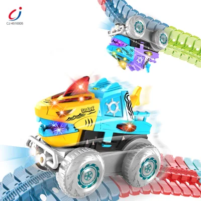 Chengji Electric Race Track Toy Toddlers Shark Diy Assembly Cool Design Colorful Lighting zero Gravity Flexible Track Car Toy