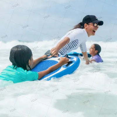 Thick Inflatable Bodyboard for Beach Surfing  43" Lightweight Body Board with Handles & Wrist Leash Durable Foldable Surfboard