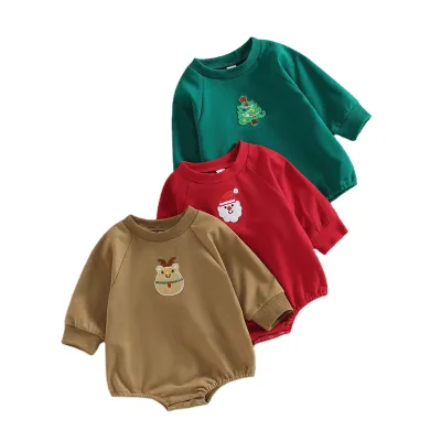 2025 Baby Christmas Long-sleeved Spring and Autumn Christmas Climbing Romper Clothes