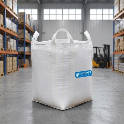 Uv Coated 1000KG Tubular Woven Wide Open Top Stackable Flat Base pp FIBC Bulk Bag for Feldspar Mineral  Bulk Stockpiling