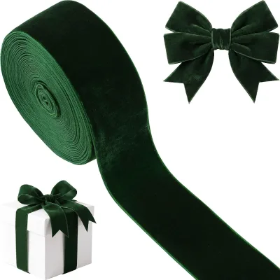 Factory Cheap 25mm Wide Velvet Ribbon Roll High Tenacity Ribbons for Bows Hot Sale Single Face Solid Color Nylon Gift Ribbon
