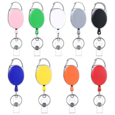Scalable Zinc Alloy Easy to Pull Buckle Oval Metal Frame Easy to Pull Frosted Surface Outdoor Keychain Badge Scroll