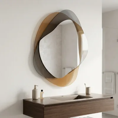 2026 Factory New Wall Decor Mirror MDF Backing Customized Colored Glass Mirror Bedroom Bathroom Irregular Hallway Mirror