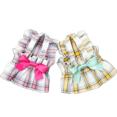 Wholesale Stocked Elegant Lace Designer Checked Pet Dog Cat Dress