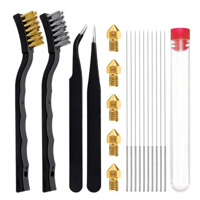 Cross-border Exclusive China-made 3D Printer Nozzle Cleaning Kit MK8 Brass 04mm Cleaning Needle Transparent/frosted Packaging