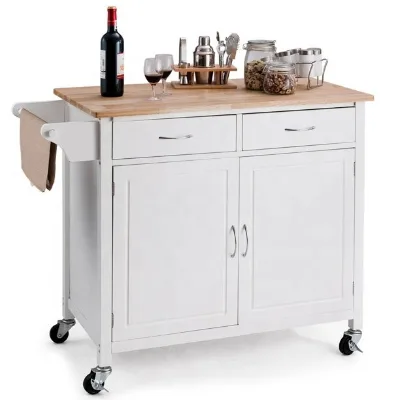 China Factory Direct Sale Custom Design Kitchen Island Trolley Metal Kitchen Furniture Kitchen Island on Wheels