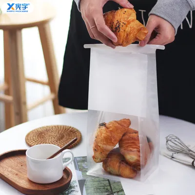 Wholesale 8-sided sealed Kraft Paper Toast Bag with Tin Tie Window for Doughnuts Cookies Toast Croissants Fast Food Sandwiches