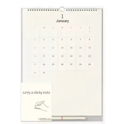 Custom A4 A3 A2 Large Hanging Spiral Calendar Wall Calendar Printing